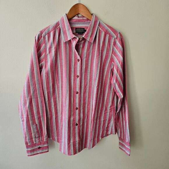 Pendleton Women's Striped Button Down Shirt, Size Large Red Cotton - Picture 1 of 8